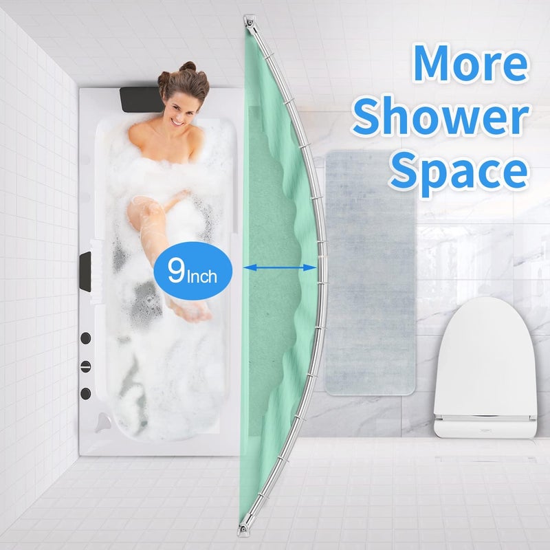 TOPROD Curved Shower Curtain Rod, Round Shower Curtain Rod 48 to 72 Inches Adjustable, Rounded Bowed Stainless Steel Shower Rods for Bathroom, Bathtub, More Shower Space, Chrome, Need to Drill - Image 3